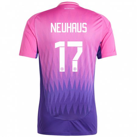 Kandiny Férfi Németország Florian Neuhaus #17 Pink Lila Idegenbeli Jersey 24-26 Mez Póló Ing