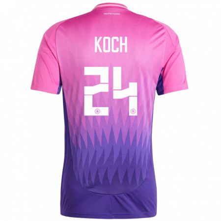 Kandiny Férfi Németország Robin Koch #24 Pink Lila Idegenbeli Jersey 24-26 Mez Póló Ing