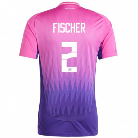 Kandiny Férfi Németország Kilian Fischer #2 Pink Lila Idegenbeli Jersey 24-26 Mez Póló Ing