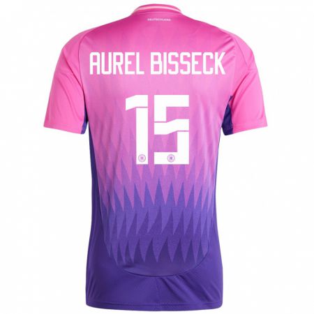 Kandiny Férfi Németország Yann Aurel Bisseck #15 Pink Lila Idegenbeli Jersey 24-26 Mez Póló Ing
