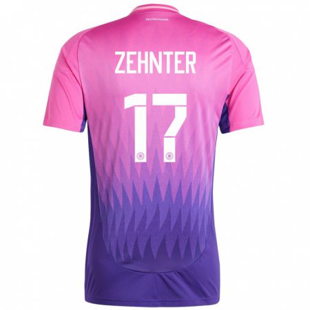 Kandiny Férfi Németország Aaron Zehnter #17 Pink Lila Idegenbeli Jersey 24-26 Mez Póló Ing
