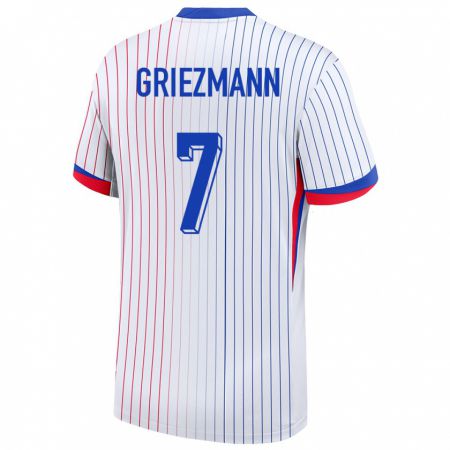 Kandiny Férfi Franciaország Antoine Griezmann #7 Fehér Idegenbeli Jersey 24-26 Mez Póló Ing