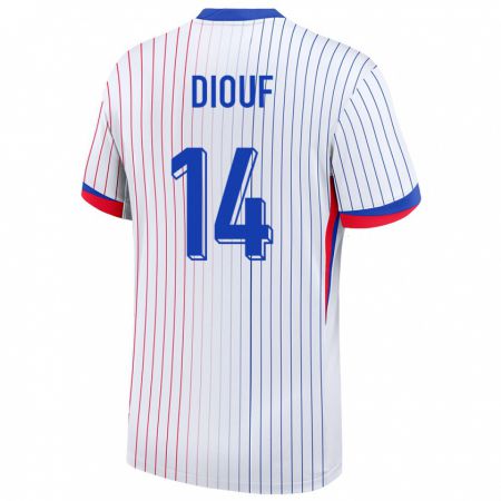 Kandiny Férfi Franciaország Andy Diouf #14 Fehér Idegenbeli Jersey 24-26 Mez Póló Ing