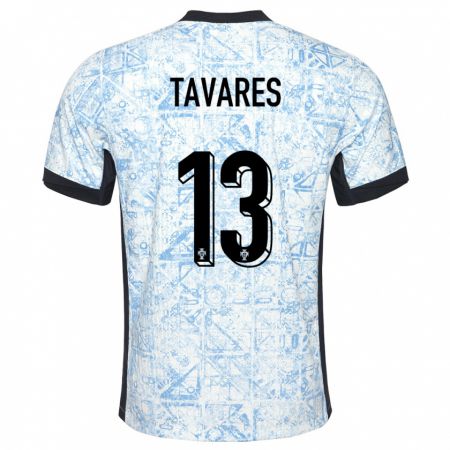 Kandiny Férfi Portugália Nuno Tavares #13 Krémkék Idegenbeli Jersey 24-26 Mez Póló Ing