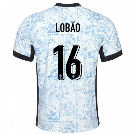Kandiny Férfi Portugália Diogo Lobao #16 Krémkék Idegenbeli Jersey 24-26 Mez Póló Ing