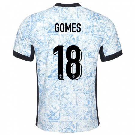 Kandiny Férfi Portugália Andre Gomes #18 Krémkék Idegenbeli Jersey 24-26 Mez Póló Ing