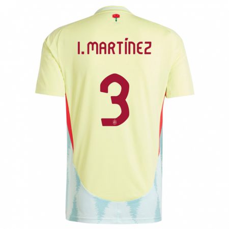 Kandiny Férfi Spanyolország Inigo Martinez #3 Sárga Idegenbeli Jersey 24-26 Mez Póló Ing