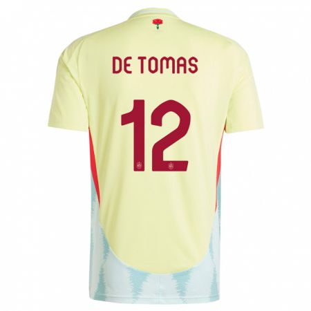 Kandiny Férfi Spanyolország Raul De Tomas #12 Sárga Idegenbeli Jersey 24-26 Mez Póló Ing