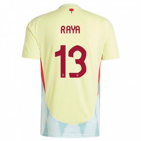 Kandiny Férfi Spanyolország David Raya #13 Sárga Idegenbeli Jersey 24-26 Mez Póló Ing