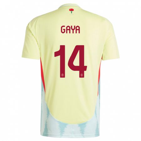 Kandiny Férfi Spanyolország Jose Gaya #14 Sárga Idegenbeli Jersey 24-26 Mez Póló Ing