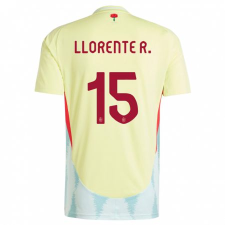 Kandiny Férfi Spanyolország Diego Llorente #15 Sárga Idegenbeli Jersey 24-26 Mez Póló Ing