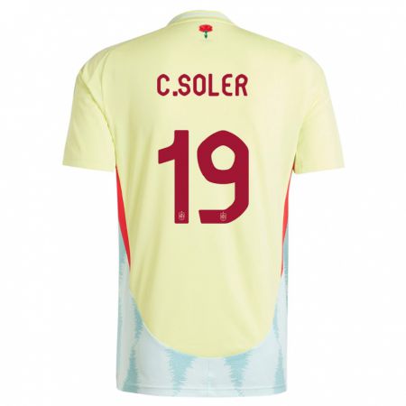 Kandiny Férfi Spanyolország Carlos Soler #19 Sárga Idegenbeli Jersey 24-26 Mez Póló Ing