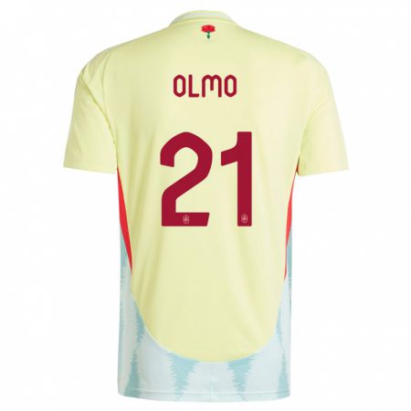 Kandiny Férfi Spanyolország Dani Olmo #21 Sárga Idegenbeli Jersey 24-26 Mez Póló Ing