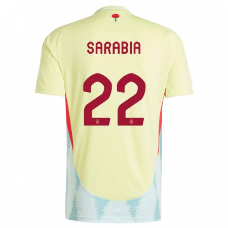 Kandiny Férfi Spanyolország Pablo Sarabia #22 Sárga Idegenbeli Jersey 24-26 Mez Póló Ing