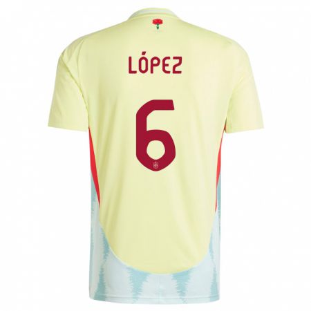 Kandiny Férfi Spanyolország Maitane Lopez #6 Sárga Idegenbeli Jersey 24-26 Mez Póló Ing