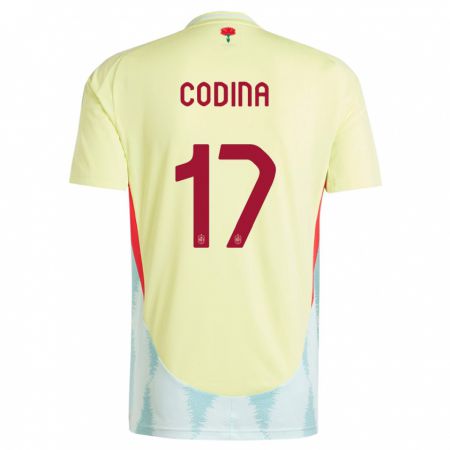 Kandiny Férfi Spanyolország Laia Codina #17 Sárga Idegenbeli Jersey 24-26 Mez Póló Ing