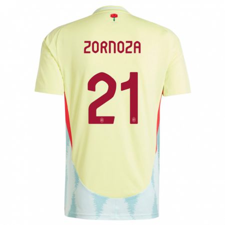 Kandiny Férfi Spanyolország Claudia Zornoza #21 Sárga Idegenbeli Jersey 24-26 Mez Póló Ing