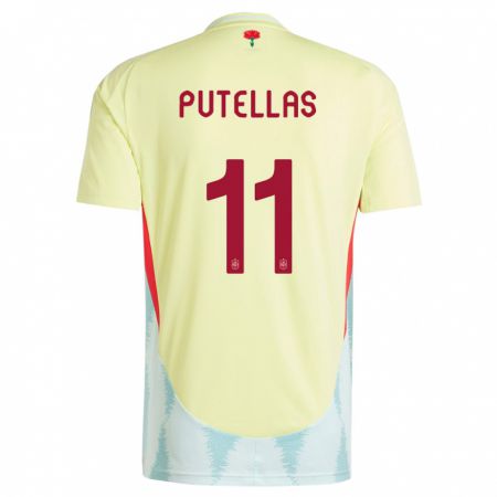 Kandiny Férfi Spanyolország Alexia Putellas #11 Sárga Idegenbeli Jersey 24-26 Mez Póló Ing
