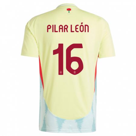 Kandiny Férfi Spanyolország Maria Pilar Leon #16 Sárga Idegenbeli Jersey 24-26 Mez Póló Ing