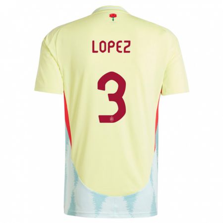 Kandiny Férfi Spanyolország Juan Lopez #3 Sárga Idegenbeli Jersey 24-26 Mez Póló Ing