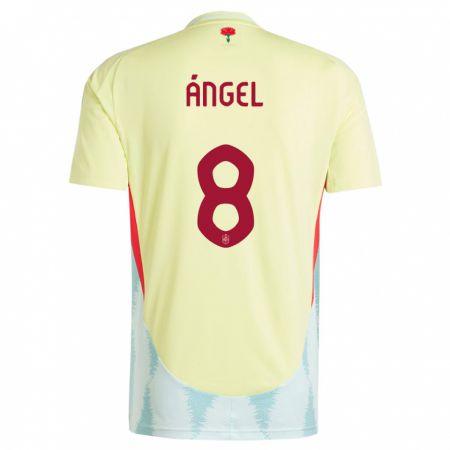 Kandiny Férfi Spanyolország Manuel Angel #8 Sárga Idegenbeli Jersey 24-26 Mez Póló Ing