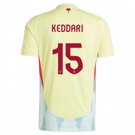Kandiny Férfi Spanyolország Wassim Keddari #15 Sárga Idegenbeli Jersey 24-26 Mez Póló Ing