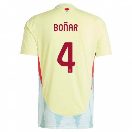 Kandiny Férfi Spanyolország Javier Bonar #4 Sárga Idegenbeli Jersey 24-26 Mez Póló Ing