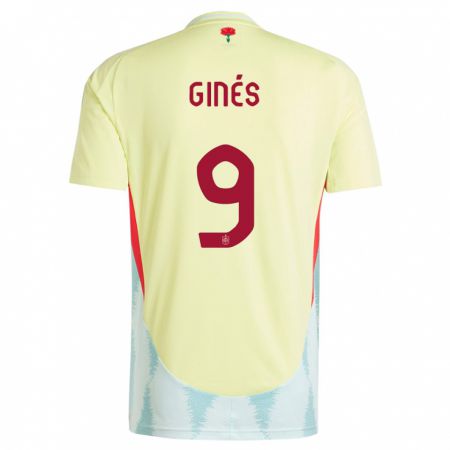 Kandiny Férfi Spanyolország Alvaro Gines #9 Sárga Idegenbeli Jersey 24-26 Mez Póló Ing