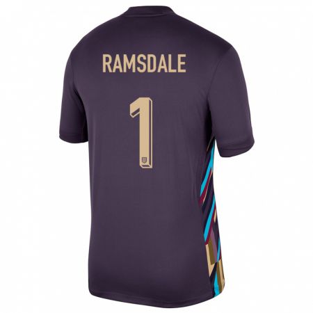 Kandiny Férfi Anglia Aaron Ramsdale #1 Sötét Mazsola Idegenbeli Jersey 24-26 Mez Póló Ing