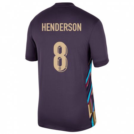Kandiny Férfi Anglia Jordan Henderson #8 Sötét Mazsola Idegenbeli Jersey 24-26 Mez Póló Ing