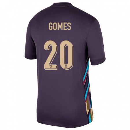Kandiny Férfi Anglia Angel Gomes #20 Sötét Mazsola Idegenbeli Jersey 24-26 Mez Póló Ing