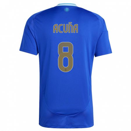 Kandiny Férfi Argentína Marcos Acuna #8 Kék Idegenbeli Jersey 24-26 Mez Póló Ing