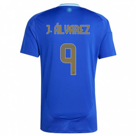 Kandiny Férfi Argentína Julian Alvarez #9 Kék Idegenbeli Jersey 24-26 Mez Póló Ing