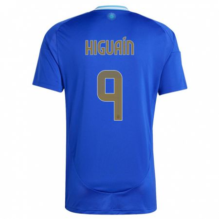 Kandiny Férfi Argentína Gonzalo Higuain #9 Kék Idegenbeli Jersey 24-26 Mez Póló Ing