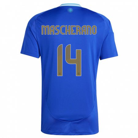 Kandiny Férfi Argentína Javier Mascherano #14 Kék Idegenbeli Jersey 24-26 Mez Póló Ing