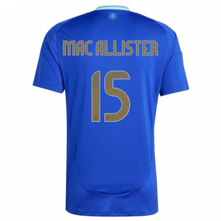 Kandiny Férfi Argentína Alexis Mac Allister #15 Kék Idegenbeli Jersey 24-26 Mez Póló Ing