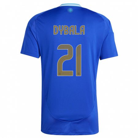 Kandiny Férfi Argentína Paulo Dybala #21 Kék Idegenbeli Jersey 24-26 Mez Póló Ing