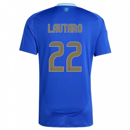 Kandiny Férfi Argentína Lautaro Martinez #22 Kék Idegenbeli Jersey 24-26 Mez Póló Ing