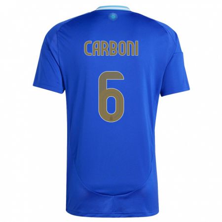 Kandiny Férfi Argentína Franco Carboni #6 Kék Idegenbeli Jersey 24-26 Mez Póló Ing