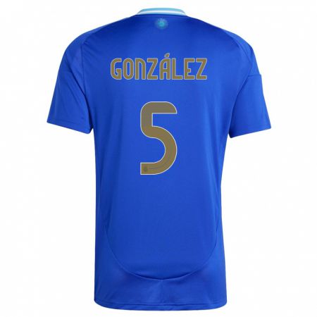 Kandiny Férfi Argentína Maximiliano Gonzalez #5 Kék Idegenbeli Jersey 24-26 Mez Póló Ing