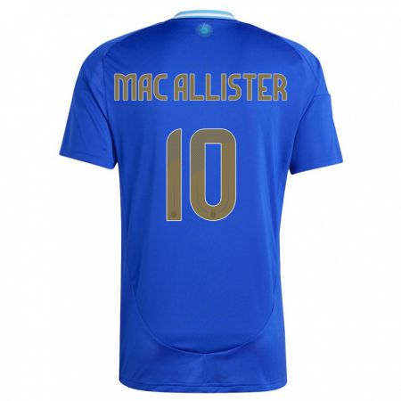Kandiny Férfi Argentína Alexis Mac Allister #10 Kék Idegenbeli Jersey 24-26 Mez Póló Ing