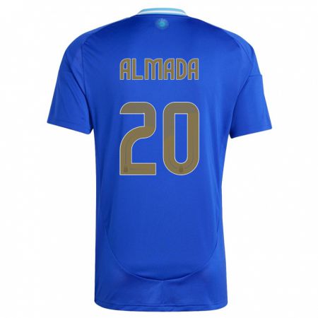 Kandiny Férfi Argentína Thiago Almada #20 Kék Idegenbeli Jersey 24-26 Mez Póló Ing