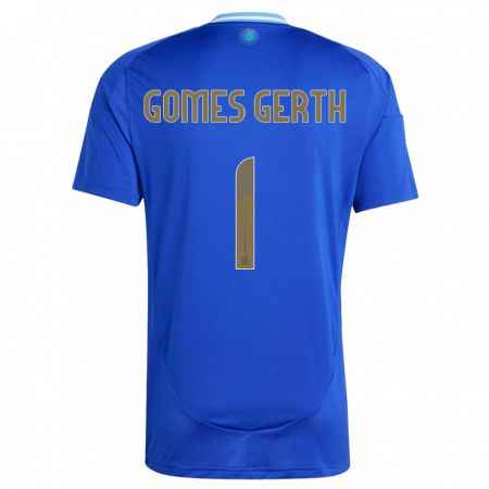 Kandiny Férfi Argentína Federico Gomes Gerth #1 Kék Idegenbeli Jersey 24-26 Mez Póló Ing