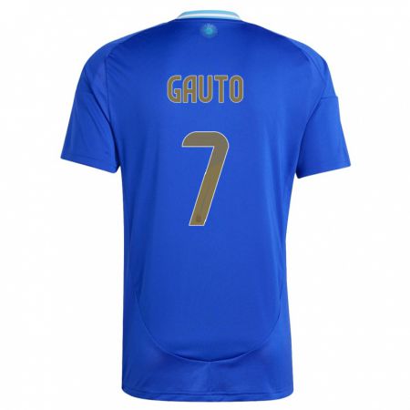 Kandiny Férfi Argentína Juan Gauto #7 Kék Idegenbeli Jersey 24-26 Mez Póló Ing