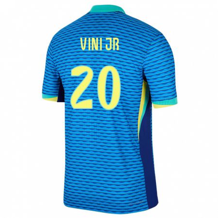 Kandiny Férfi Brazília Vinicius Junior #20 Kék Idegenbeli Jersey 24-26 Mez Póló Ing