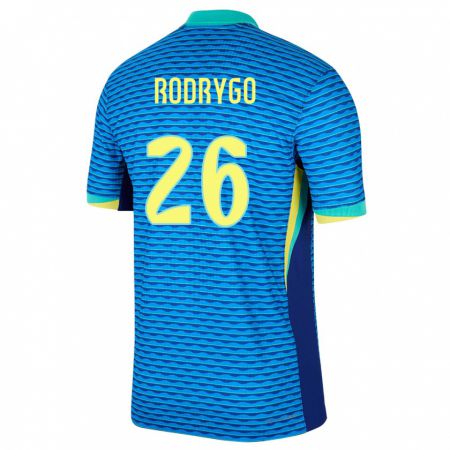 Kandiny Férfi Brazília Rodrygo #26 Kék Idegenbeli Jersey 24-26 Mez Póló Ing