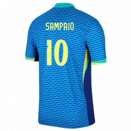 Kandiny Férfi Brazília Duda Sampaio #10 Kék Idegenbeli Jersey 24-26 Mez Póló Ing