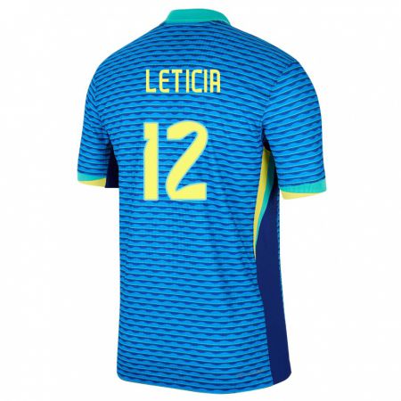 Kandiny Férfi Brazília Leticia #12 Kék Idegenbeli Jersey 24-26 Mez Póló Ing