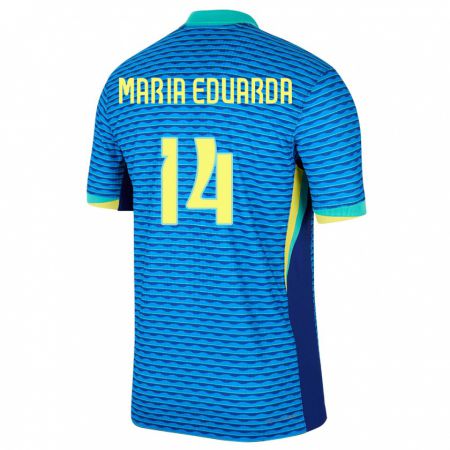 Kandiny Férfi Brazília Maria Eduarda #14 Kék Idegenbeli Jersey 24-26 Mez Póló Ing