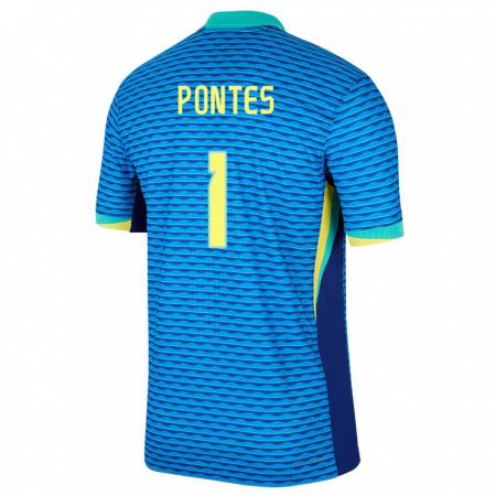 Kandiny Férfi Brazília Mycael Pontes #1 Kék Idegenbeli Jersey 24-26 Mez Póló Ing